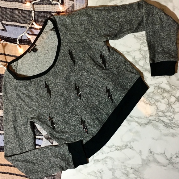 EXPRESS cropped sweater w/ sequined lightning bolts⚡️ - Picture 1 of 6